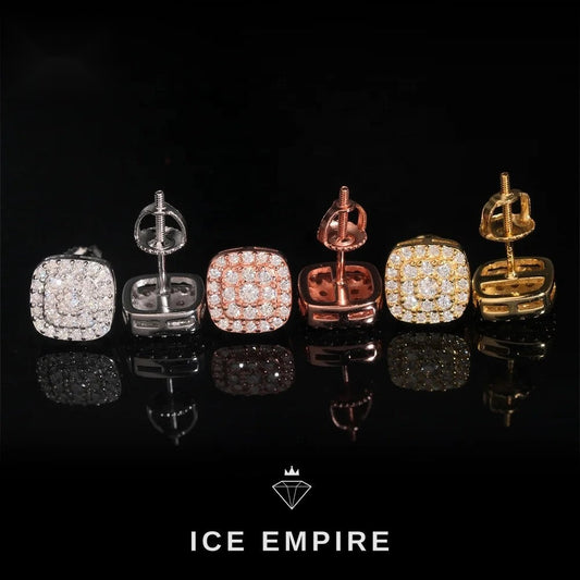 Iced Out 18K Gold Moissanite Stud Earrings
