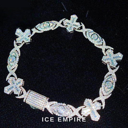 Iced Out Baguette Rose Gold Plated Moissanite Cuban Chain