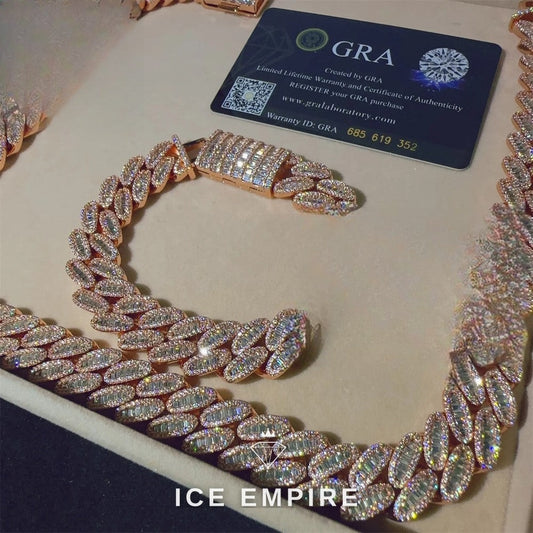 Iced Out Rose Gold Plated Moissanite Cuban Chain