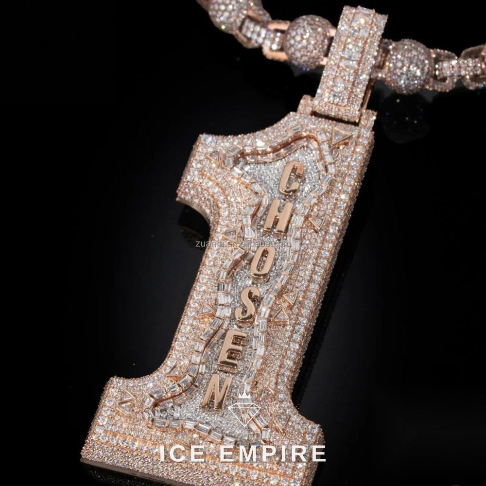 Iced Out Rose Gold Moissanite Pendant