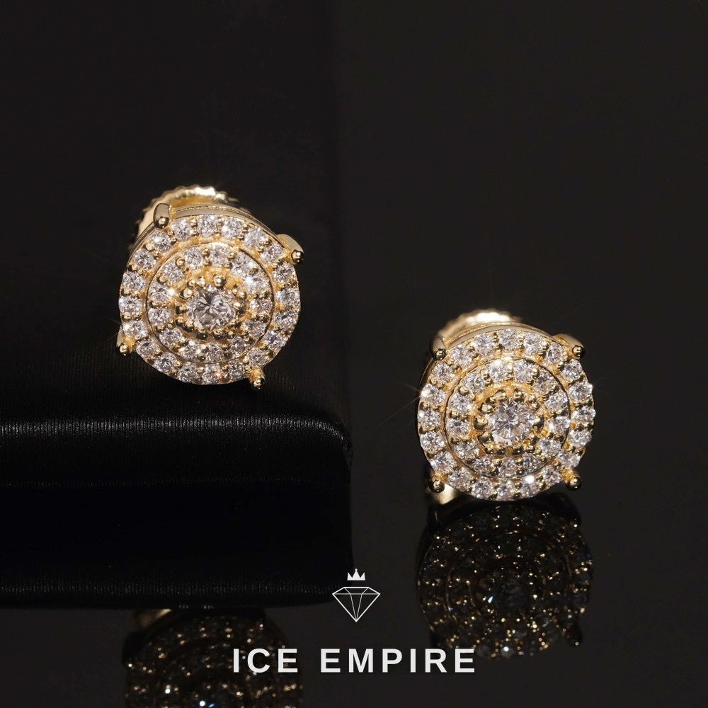 Iced Out Cluster Gold Plated Lab Grown Diamond Stud Earrings