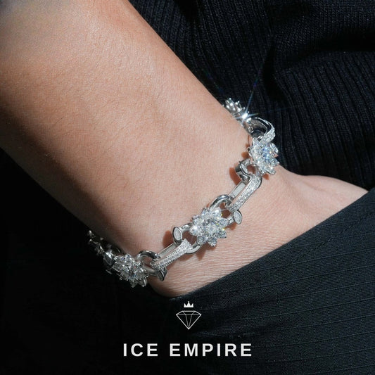 Iced Out Baguette 925 Silver Moissanite Cuban Chain