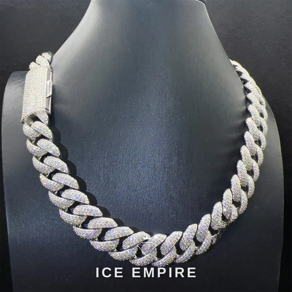 Iced Out 925 Silver Moissanite Cuban Chain