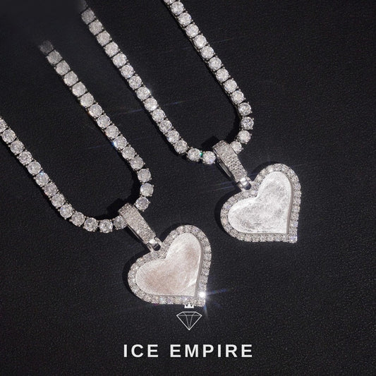 Iced Out Heart Rose Gold Plated Moissanite Pendant