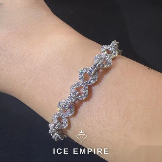 Iced Out Baguette Rose Gold Moissanite Cuban Chain