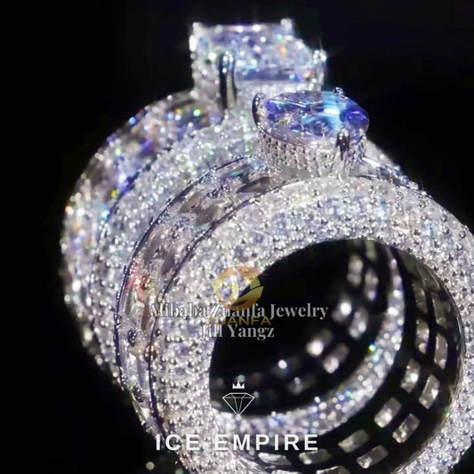 Iced Out Rose Gold Plated Moissanite Wedding Band