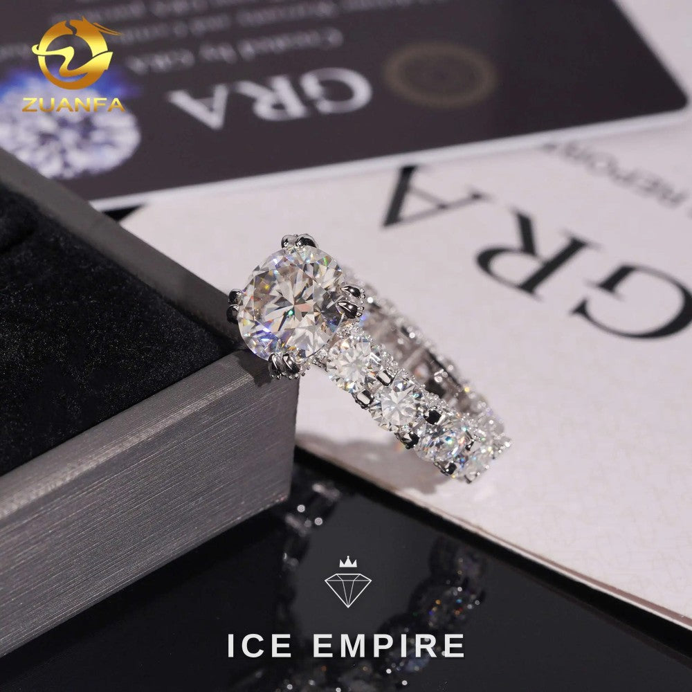 Iced Out 925 Silver Moissanite Engagement Ring