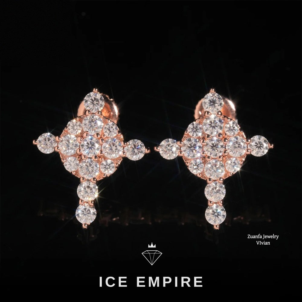 Iced Out Gold Plated Moissanite Stud Earrings
