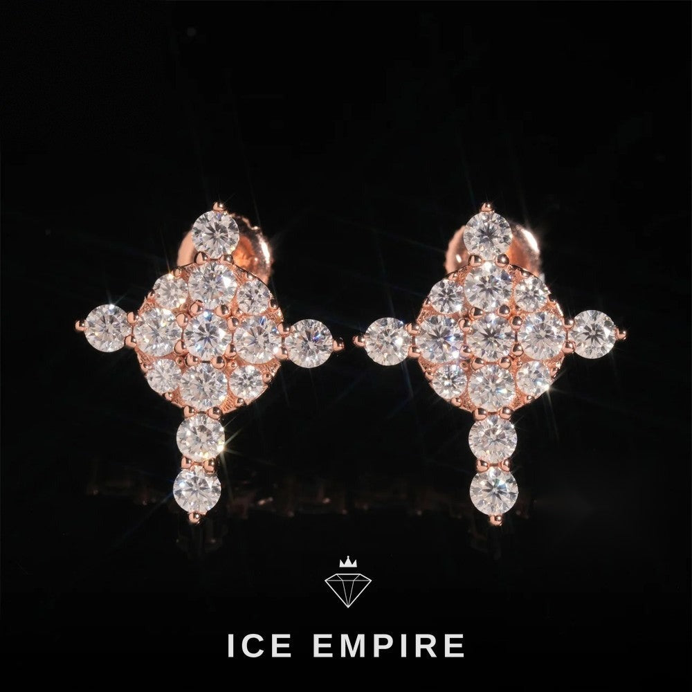 Iced Out Gold Plated Moissanite Stud Earrings