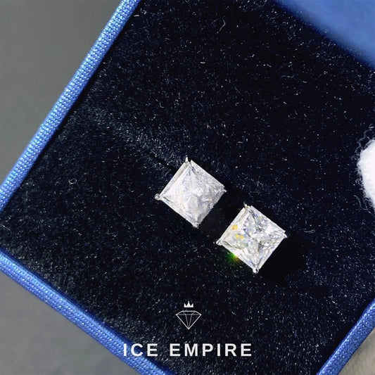 Iced Out Gold Plated Moissanite Stud Earrings