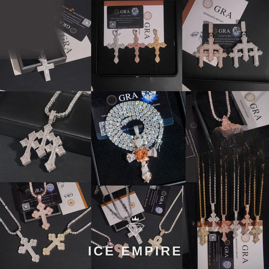 Iced Out Cross 925 Silver Moissanite Pendant