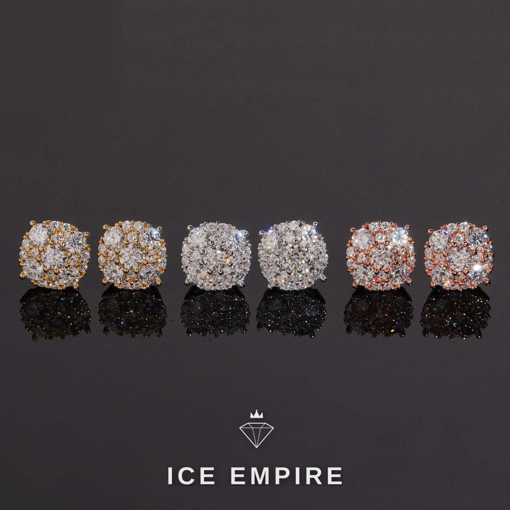 Iced Out Cluster 925 Silver Moissanite Earrings