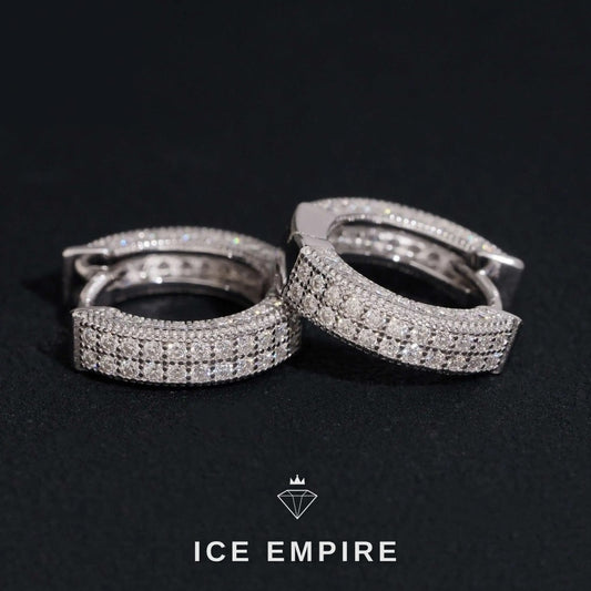 Iced Out 925 Silver Moissanite Hoop Earrings