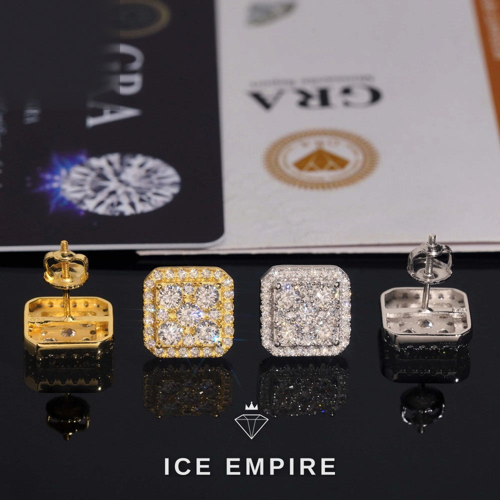 Iced Out Gold Plated Moissanite Earrings
