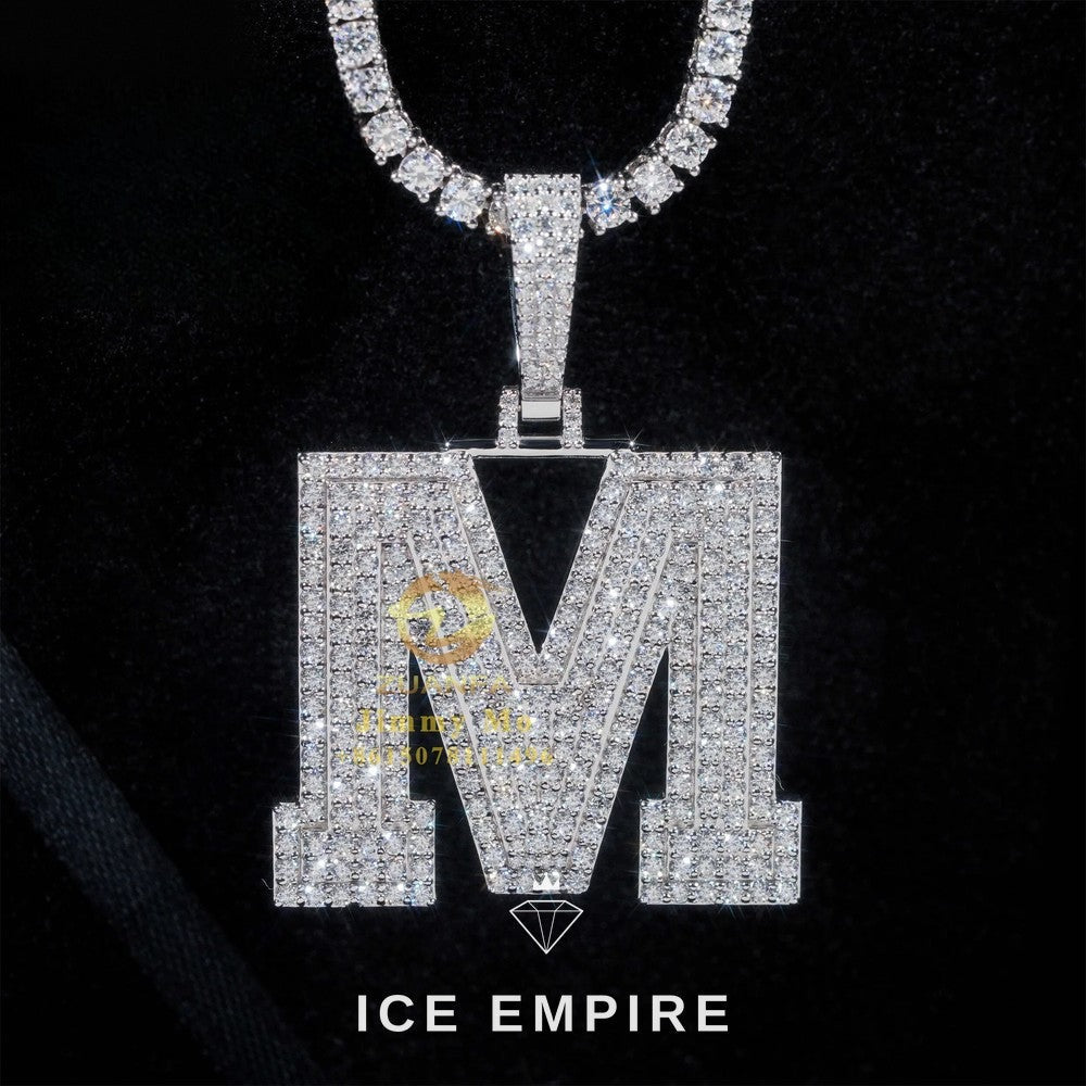 Iced Out 10K Gold Moissanite Pendant