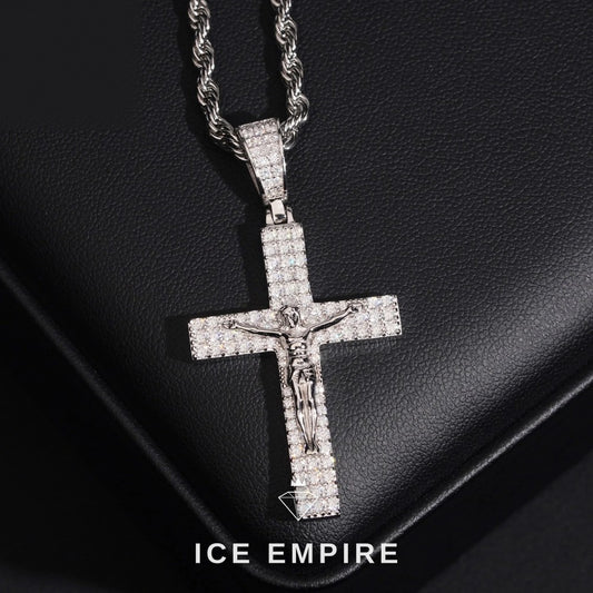 Iced Out Cross Rose Gold Plated Moissanite Pendant