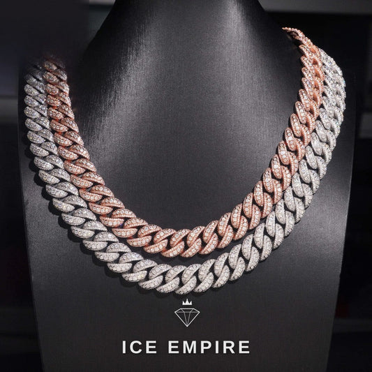 Iced Out Rose Gold Moissanite Cuban Chain