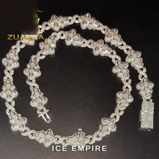 Iced Out Cross Rose Gold Plated Moissanite Cuban Chain