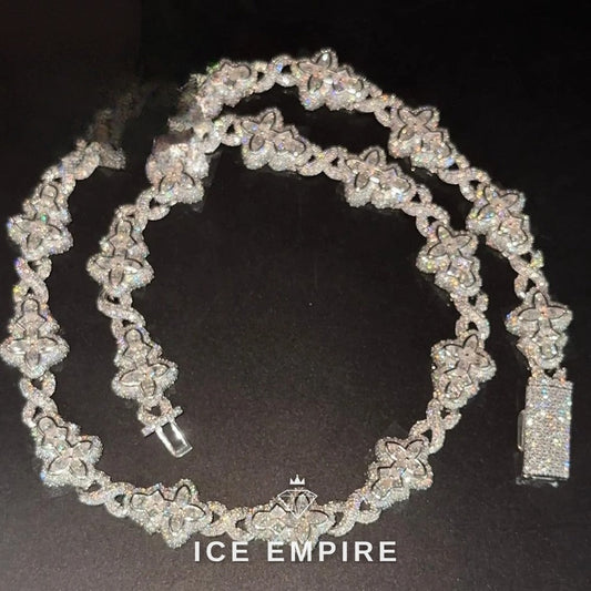 Iced Out Cross Rose Gold Plated Moissanite Cuban Chain
