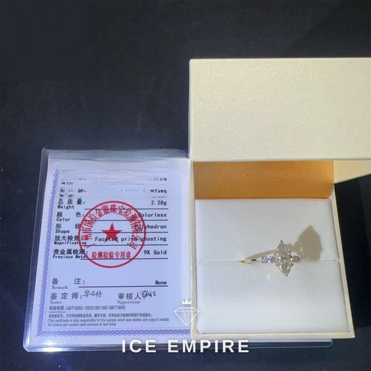 Iced Out 9K Gold Moissanite Engagement Ring