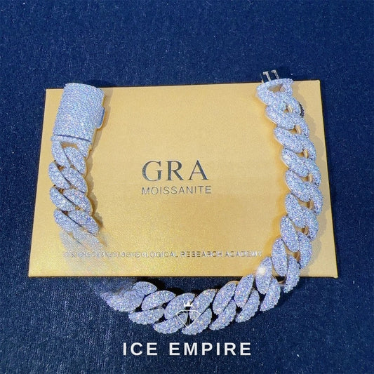 Iced Out 925 Silver Moissanite Cuban Chain