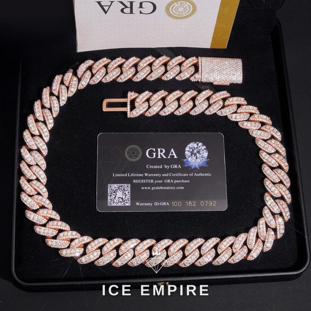 Iced Out Rose Gold Plated Moissanite Cuban Chain