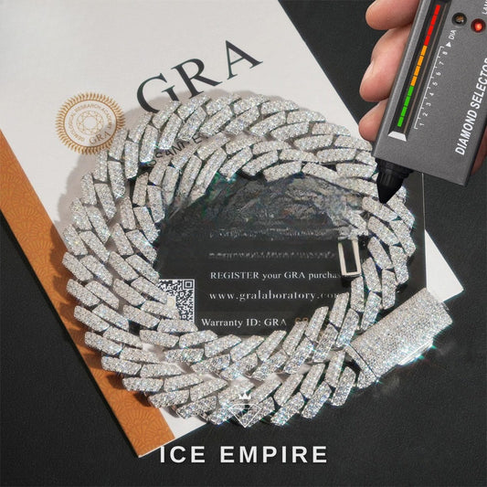 Iced Out 925 Silver Moissanite Cuban Chain