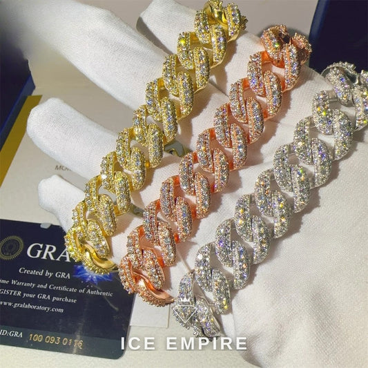 Iced Out 925 Silver Moissanite Cuban Chain
