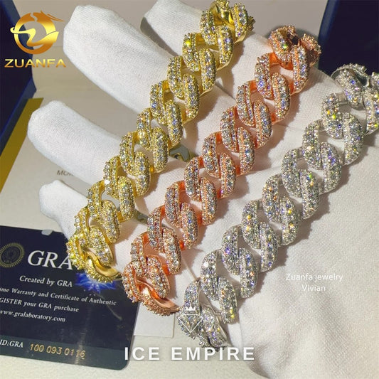Iced Out 925 Silver Moissanite Cuban Chain