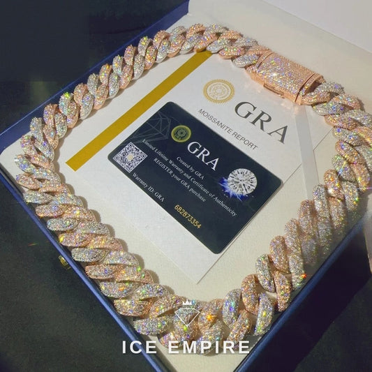 Iced Out Rose Gold Plated Moissanite Cuban Chain