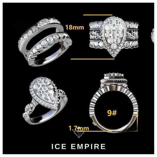 Iced Out Heart 925 Silver Moissanite Ring