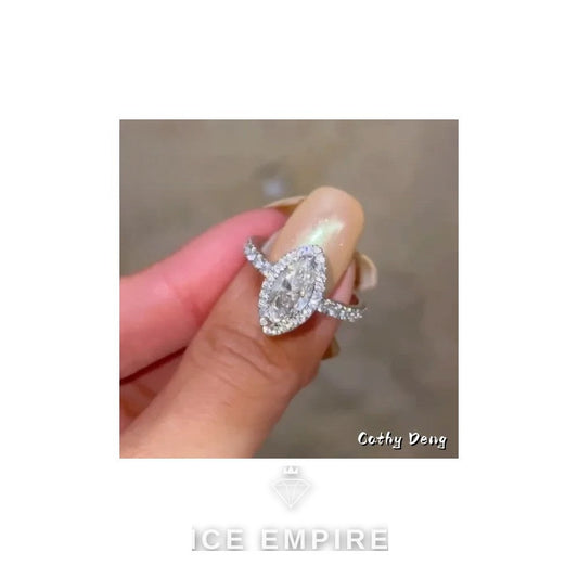 Iced Out 14K Gold Moissanite Engagement Ring