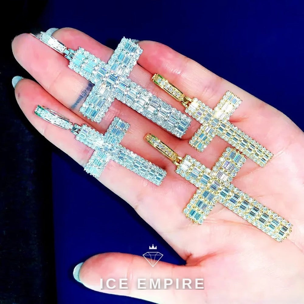 Iced Out Baguette Rose Gold Plated Moissanite Pendant