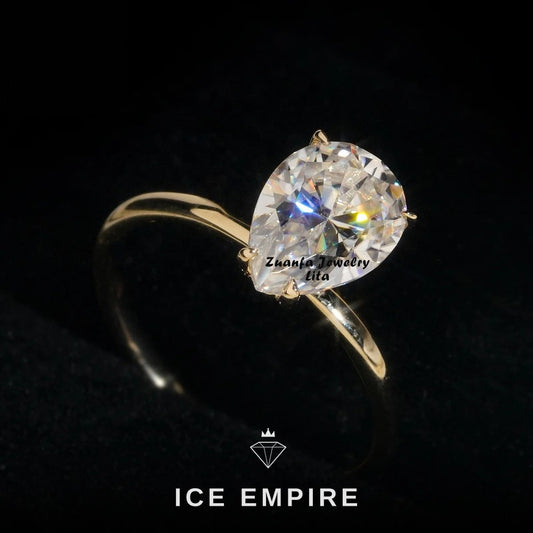 Iced Out 14K Gold Moissanite Wedding Band