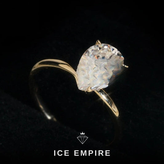Iced Out 14K Gold Moissanite Wedding Band