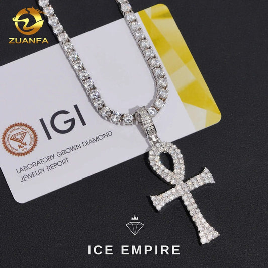 Iced Out Cross Gold Plated Lab Grown Diamond Pendant