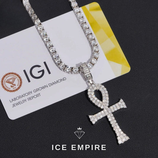 Iced Out Cross Gold Plated Lab Grown Diamond Pendant