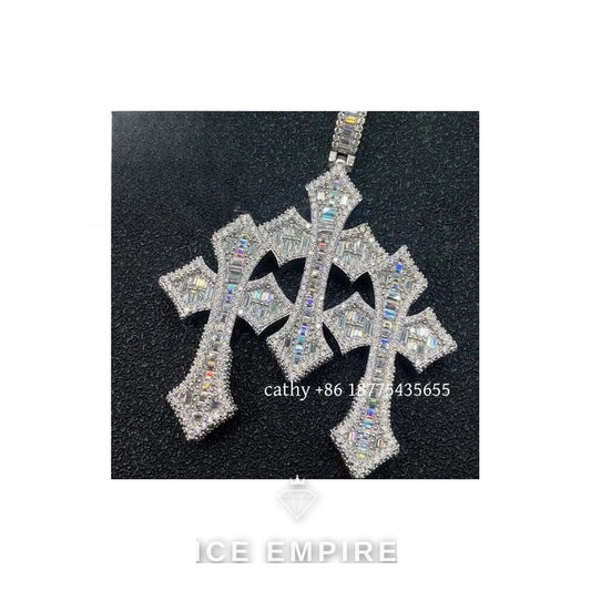 Iced Out Baguette Rose Gold Plated Moissanite Pendant