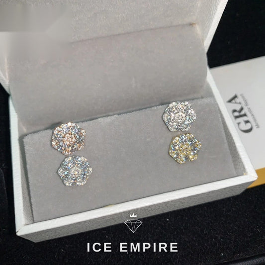 Iced Out Gold Plated Moissanite Stud Earrings