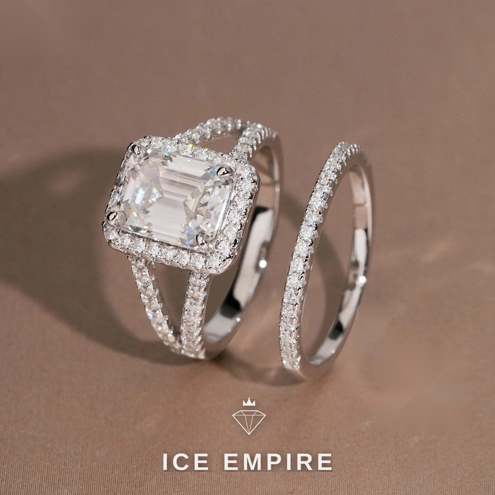 Iced Out 925 Silver Moissanite Wedding Band