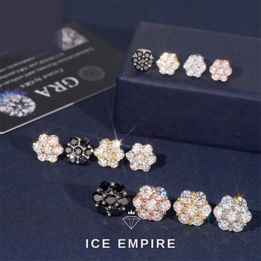 Iced Out Cluster 925 Silver Moissanite Stud Earrings
