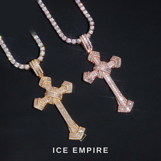 Iced Out Cross Gold Plated Pendant