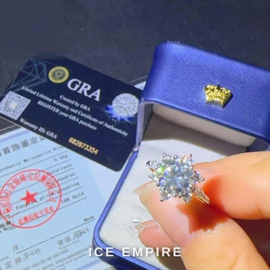 Iced Out 18K Gold Moissanite Engagement Ring