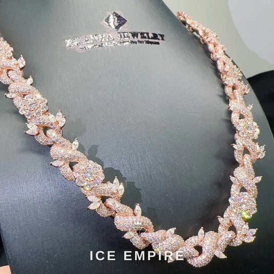 Iced Out Rose Gold Plated Moissanite Cuban Chain