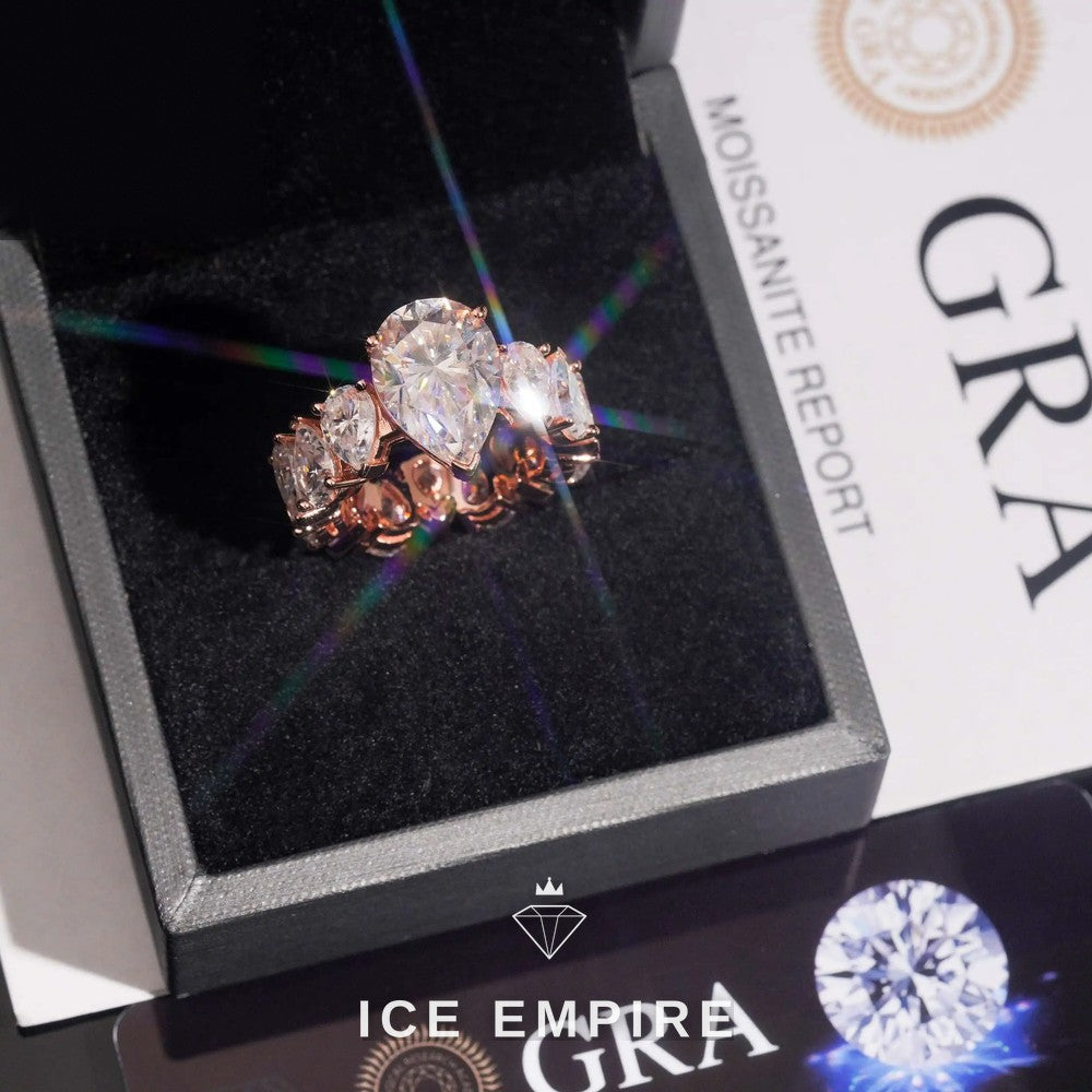 Iced Out Rose Gold Plated Moissanite Engagement Ring