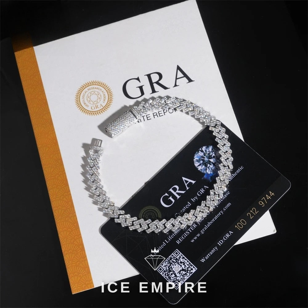 Iced Out 925 Silver Moissanite Cuban Chain