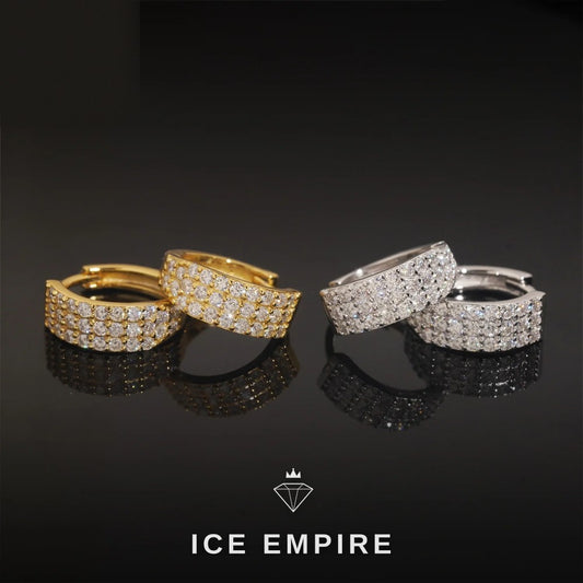 Iced Out 925 Silver Moissanite Hoop Earrings