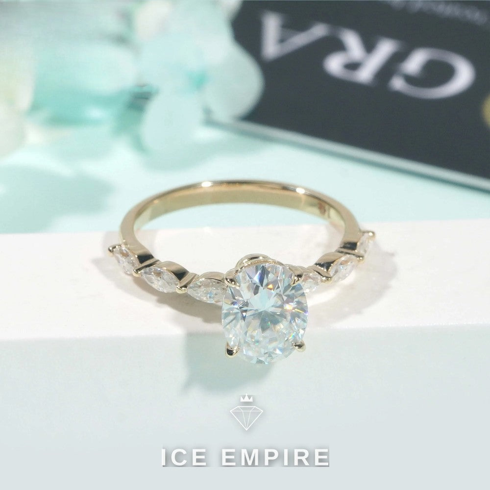 Iced Out 14K Gold Moissanite Engagement Ring