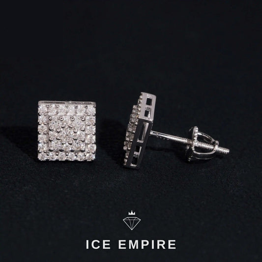 Iced Out Cluster 925 Silver Moissanite Stud Earrings