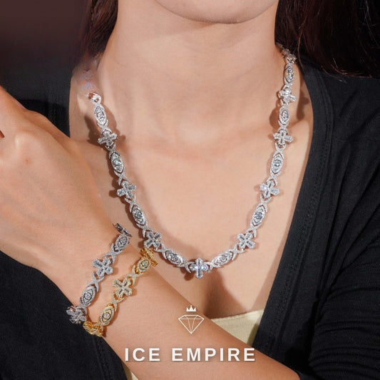 Iced Out Cross Rose Gold Plated Moissanite Cuban Chain